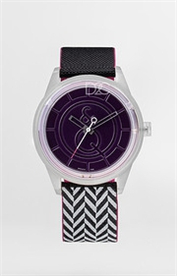 Q&Q高透亚克力镜面紫色表面波浪拼色表带时尚SOLAR光能防水手表